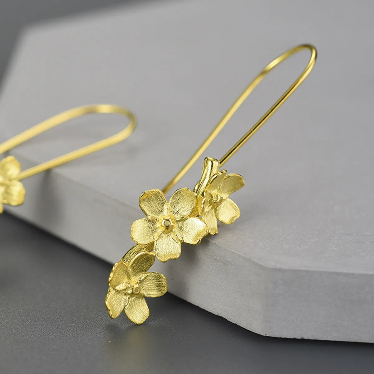 Jewel burst earrings -1 Pair Simple Style Flower Sterling Silver Drop Earrings