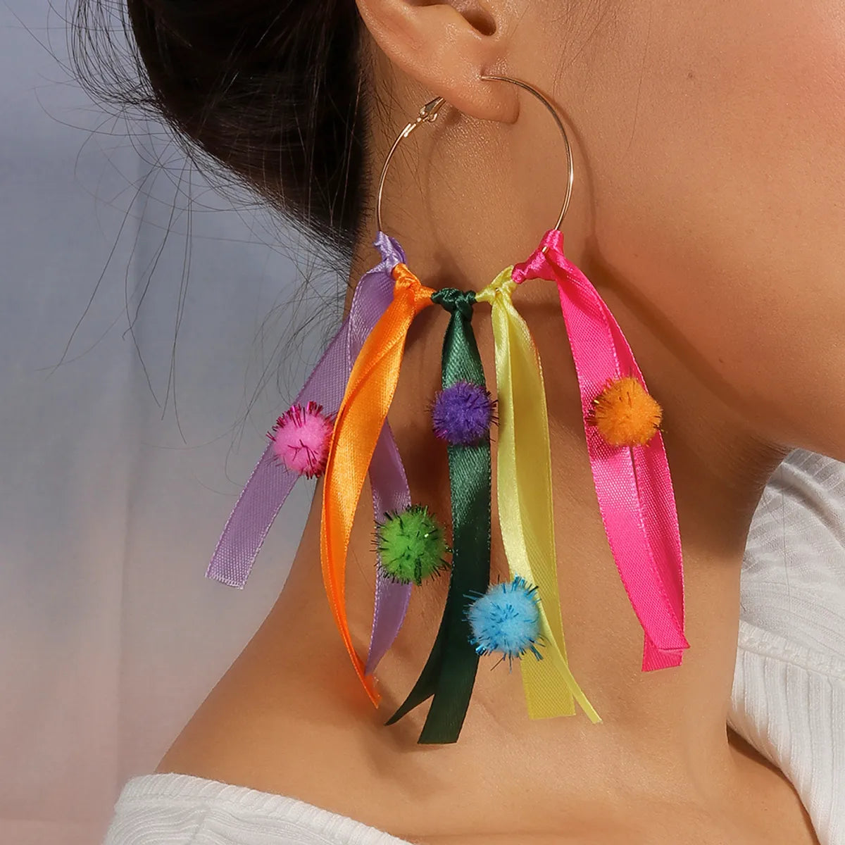 Boost sparkle earrings -1 Pair Glam Sweet Tassel Alloy Colored Ribbons Drop Earrings