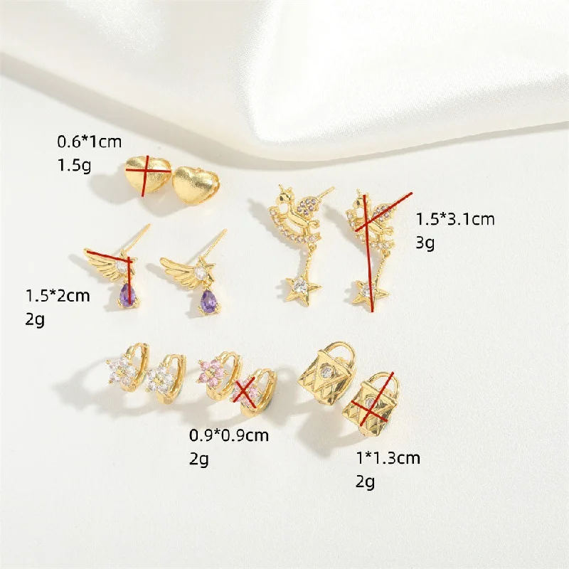 Keepsake shine earrings -Cross-border hot-selling ins design high-quality high-end love earrings are small and delicate and versatile hip-hop style earrings for women