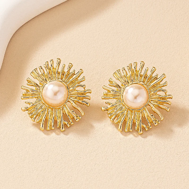 Classic retro earrings -1 Pair Elegant Classic Style Flower Plating Inlay Alloy Ferroalloy Acrylic Glass 14k Gold Plated Silver Plated Ear Studs