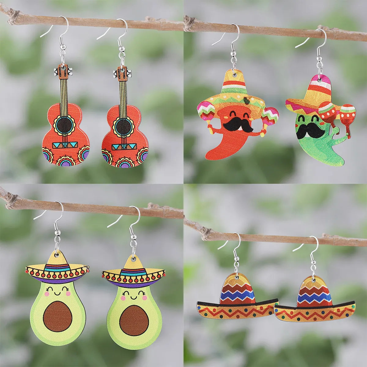 Sun glow earrings -1 Pair Pastoral Cartoon Plant Wood Drop Earrings