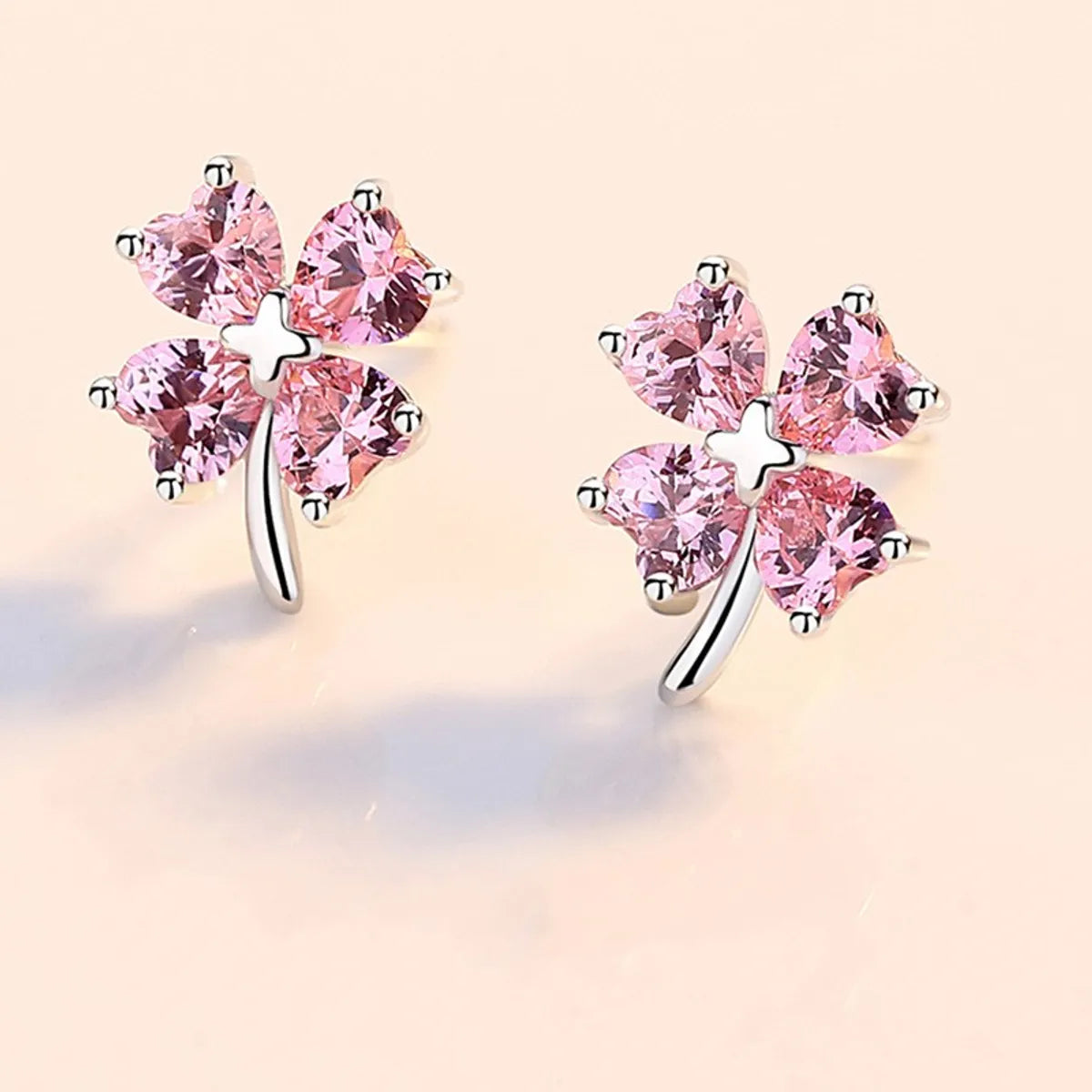 White Gold Color Pink Zirconium