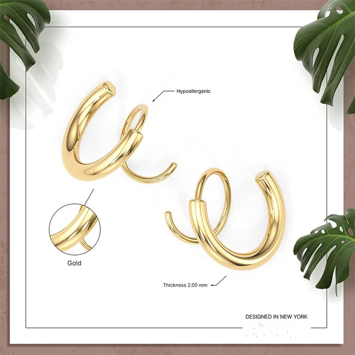 Fine glow earrings -1 Pair Simple Style The Answer Plating Stainless Steel 18k Gold Plated Earrings