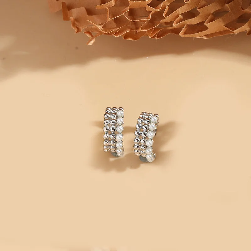 ES2548-4 Single Row Pearl (Silver)