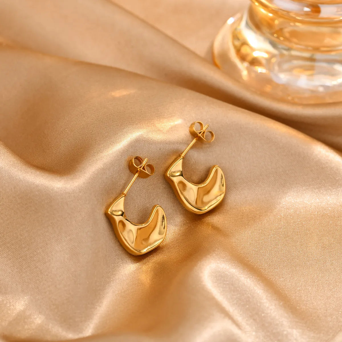 Wispy feather earrings -1 Pair Ig Style Irregular Plating Pleated Stainless Steel 18k Gold Plated Ear Studs