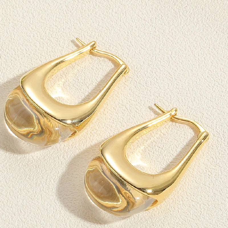 ES2340-6 U-shaped clear earrings