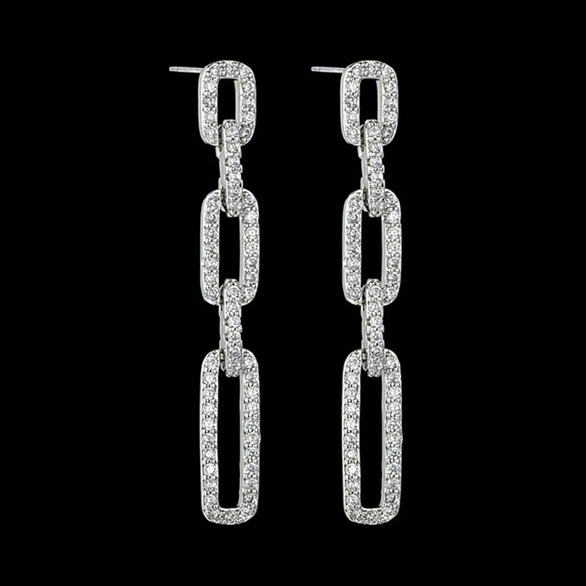 Night flair earrings -1 Pair Glam Geometric Inlay Alloy Zircon Drop Earrings