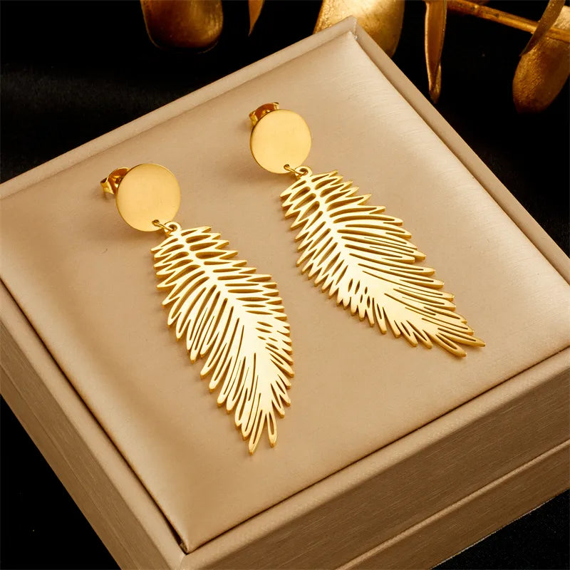 Peace flow earrings -1 Pair Retro Solid Color Plating 304 Stainless Steel 18K Gold Plated Drop Earrings