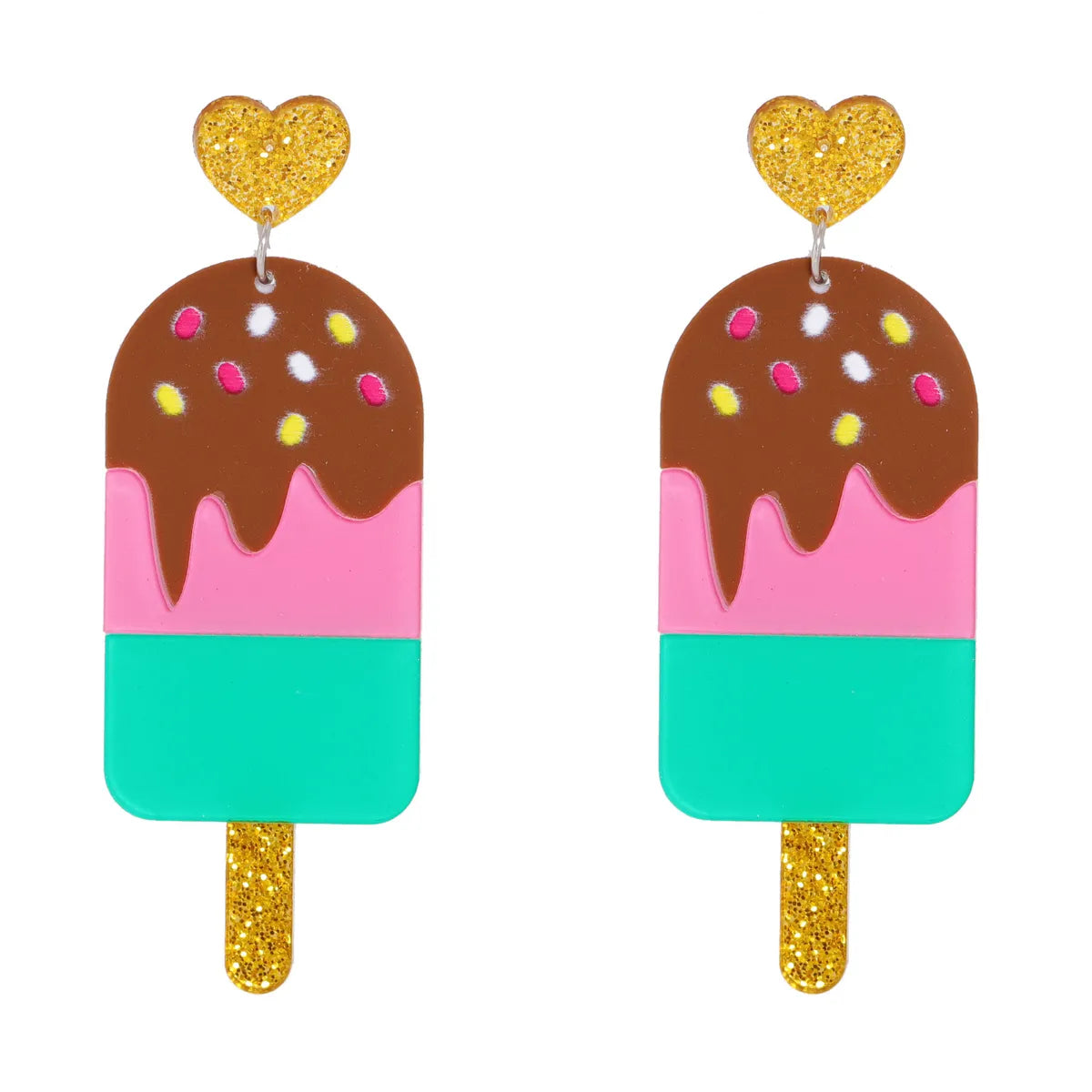 Vibrant bead earrings -Fashion Resin Creative Ice Cream Earrings