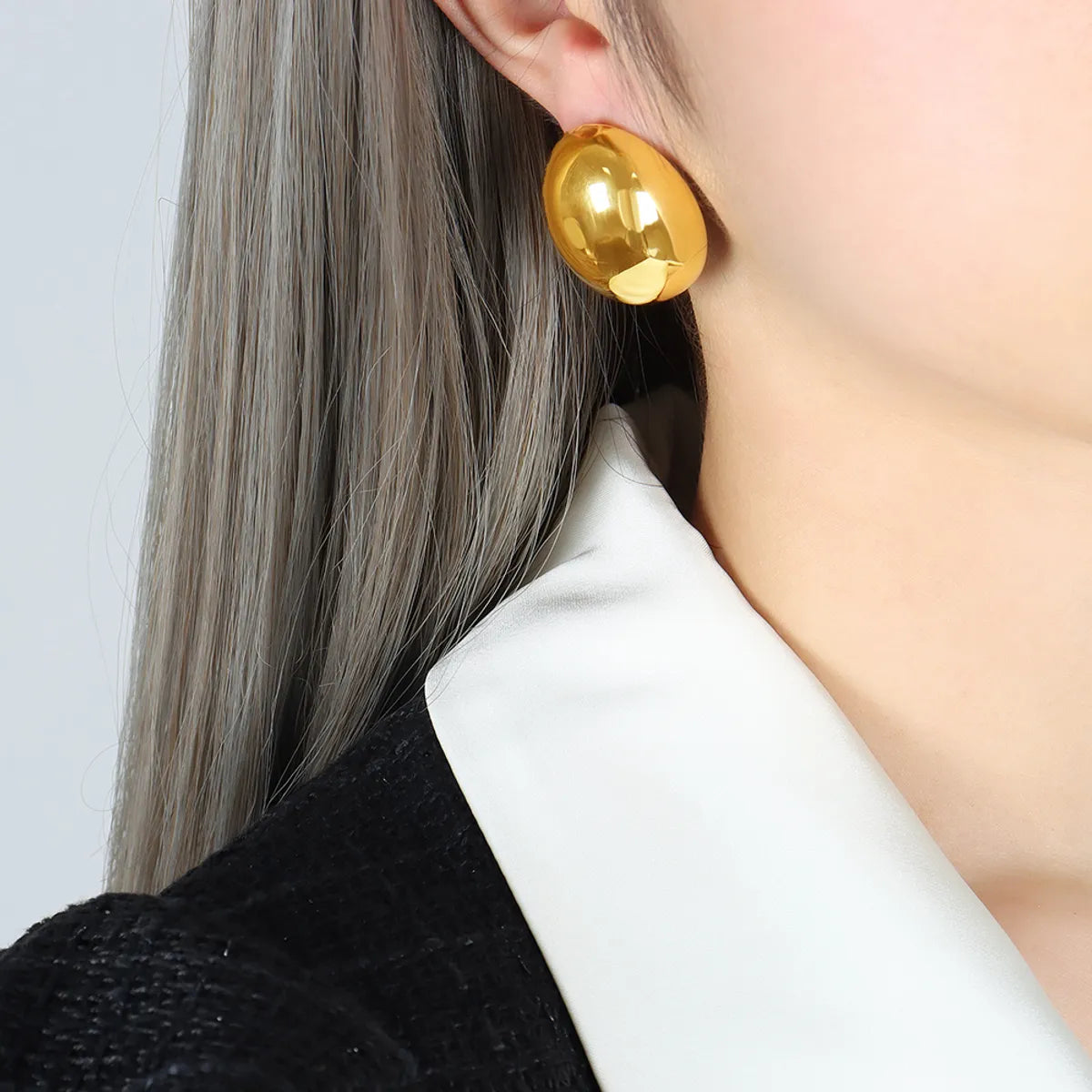 Knotty braid earrings -1 Pair Simple Style Artistic Oval Titanium Steel Plating 18k Gold Plated Ear Studs