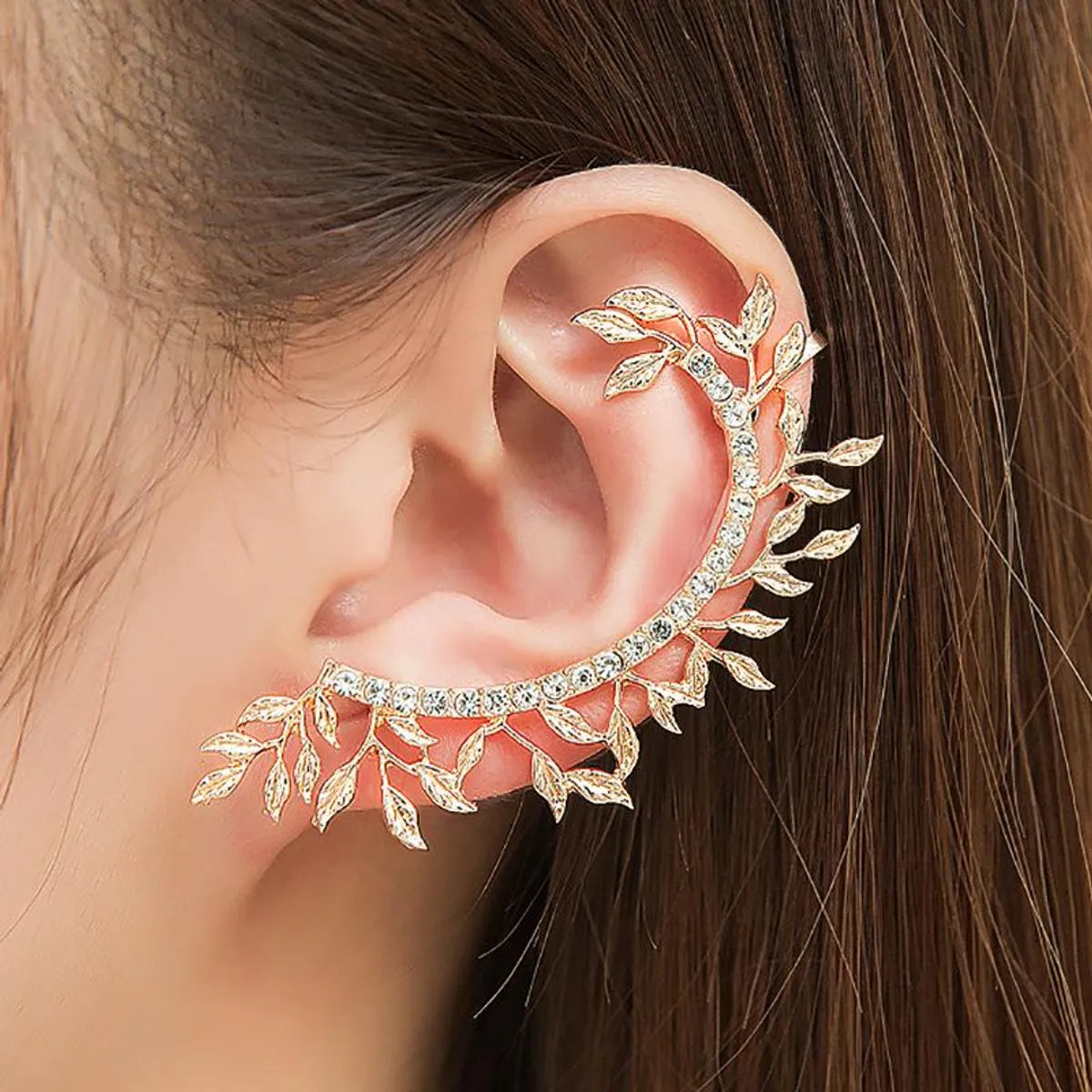 Angular charm earrings -Fashion Leaf-Studded Ear Cuff New Clip Earrings Nhdp148443