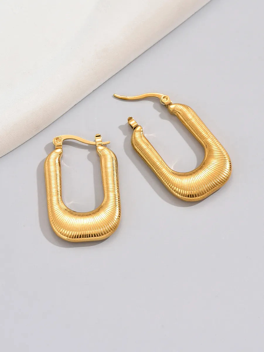 Quiet gleam earrings -1 Pair Simple Style Classic Style Solid Color Plating Titanium Steel 18k Gold Plated Gold Plated Ear Studs