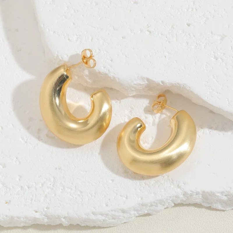 Twisted C-shaped earrings 14K real gold - ES2262