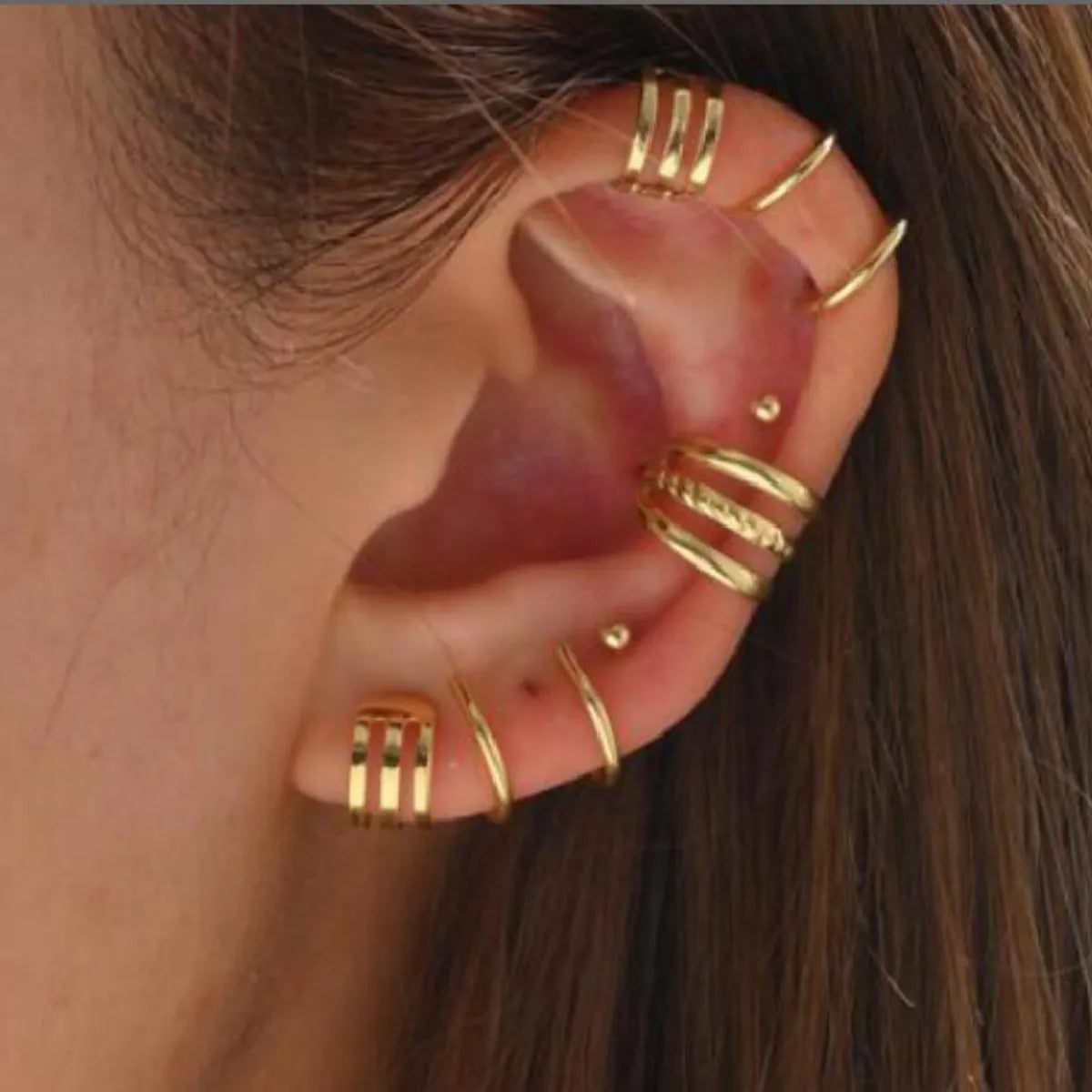 Tag shine earrings -1 Set Casual Simple Style Geometric Plating Alloy Ear Cuffs Ear Studs