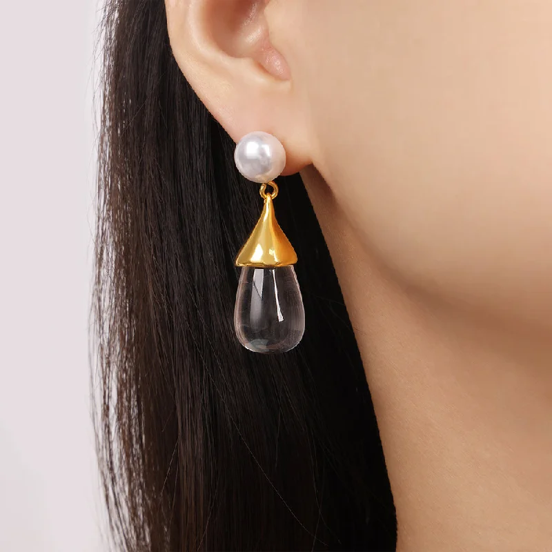 F1119-Gold Transparent Resin Earrings