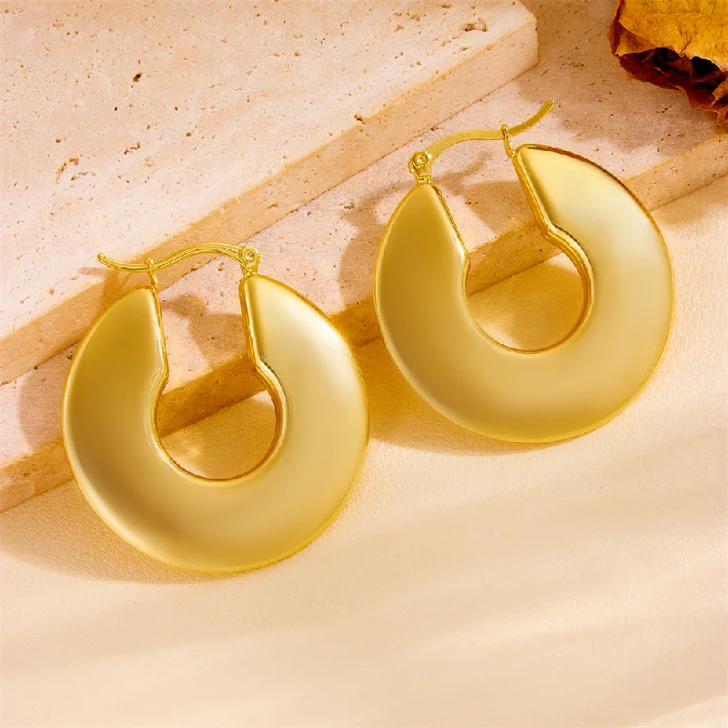 Hollow Flat Ring Earrings Gold