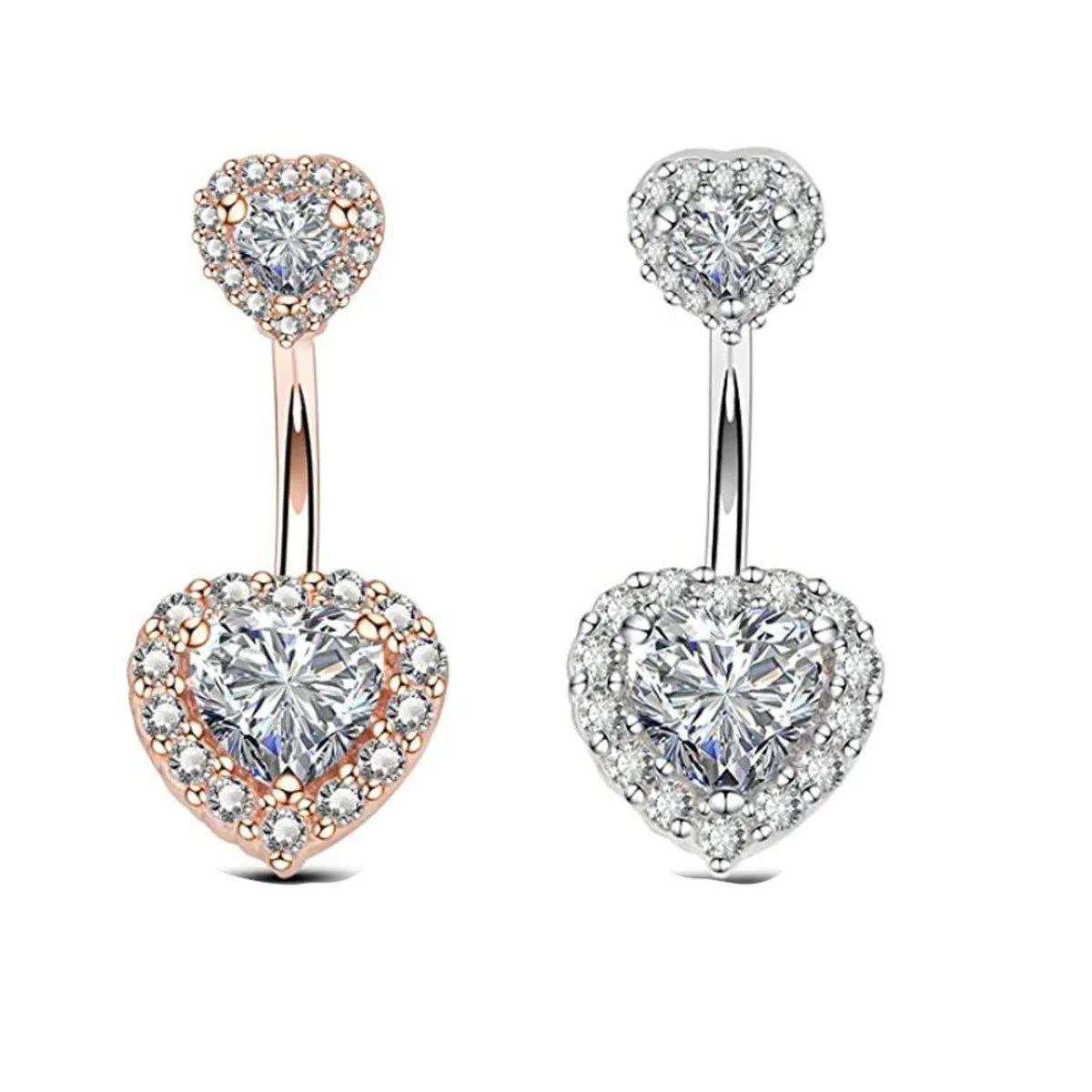 Fine glow earrings -Simple Style Heart Shape Stainless Steel Metal Zircon Earrings Ear Studs 1 Piece