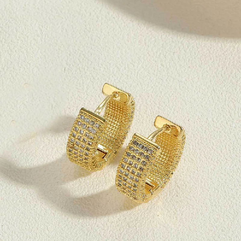 14K real gold zircon earrings