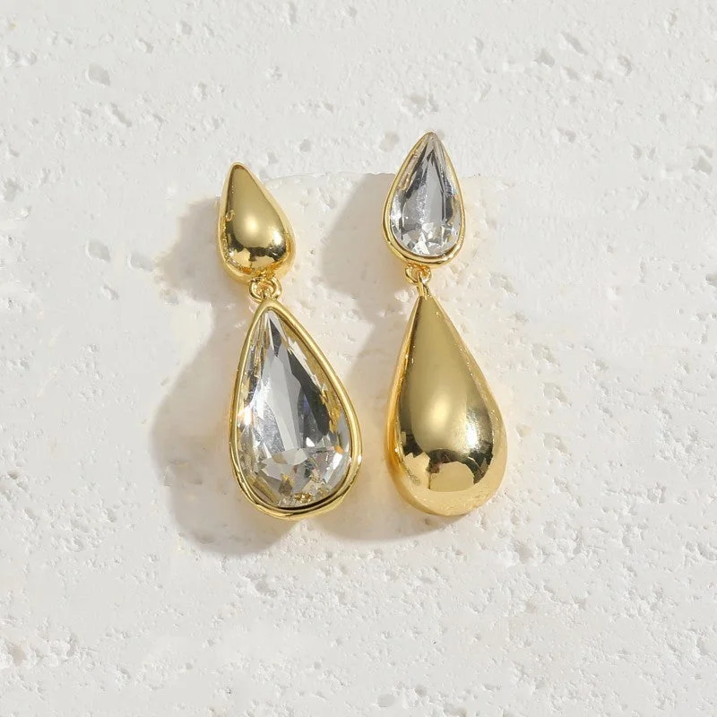 Water Drop Glossy Zircon Earrings