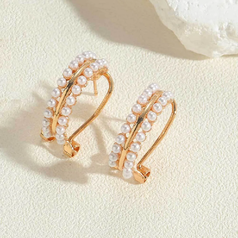 ES2433-3 14K Real Gold Pearl Earrings