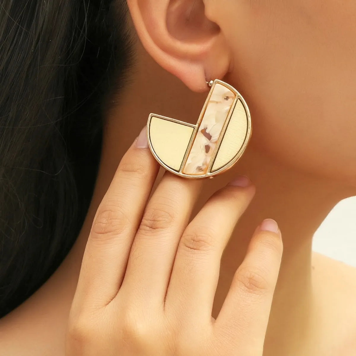 Glossy smooth earrings -1 Pair Elegant Simple Style Geometric Plating Alloy Earrings