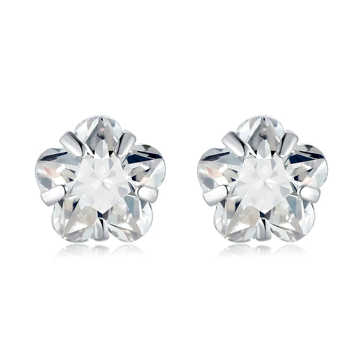 4mm Flower Zircon Ear Studs