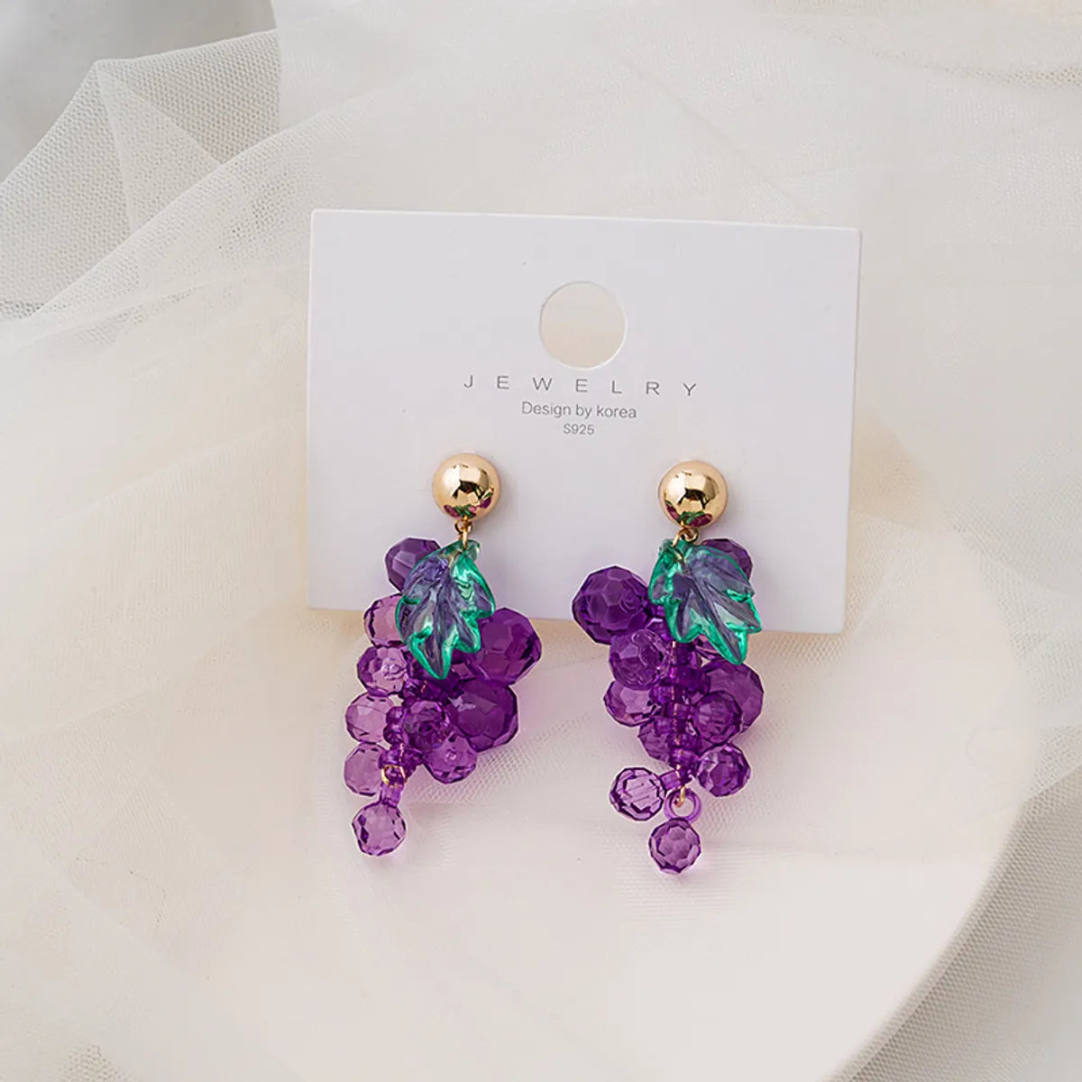 Passion gleam earrings -Fashion Sweet Fruit Grape Arylic Acrylic Women's Earrings