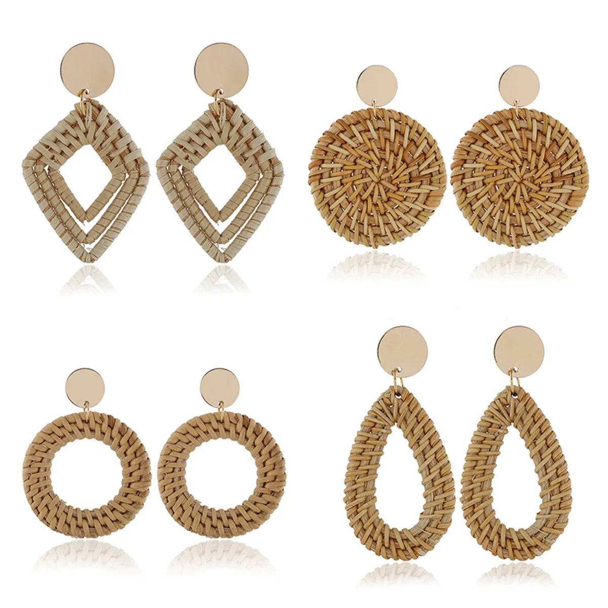 Ripple glow earrings -1 Pair Ethnic Style Geometric Braid Rattan Drop Earrings