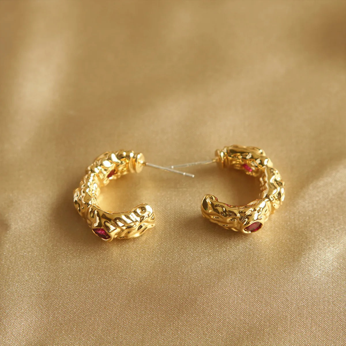 Town sparkle earrings -1 Pair Elegant Simple Style Irregular Plating Copper Ear Studs