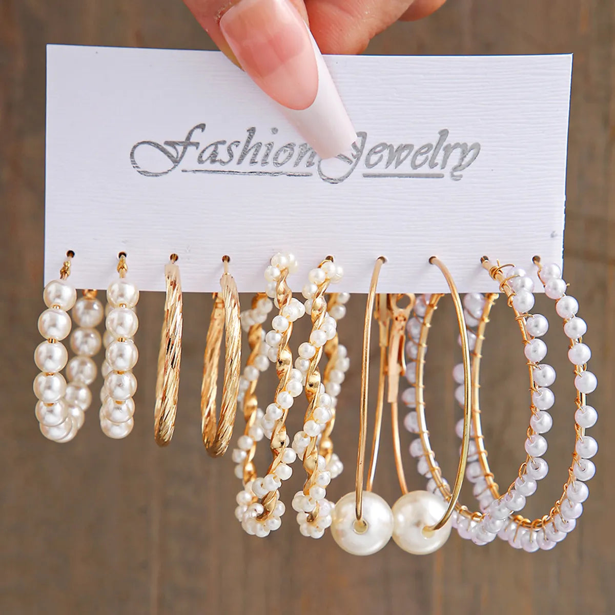 Color splash earrings -Fashion Twist Alloy Plating Artificial Pearls Earrings