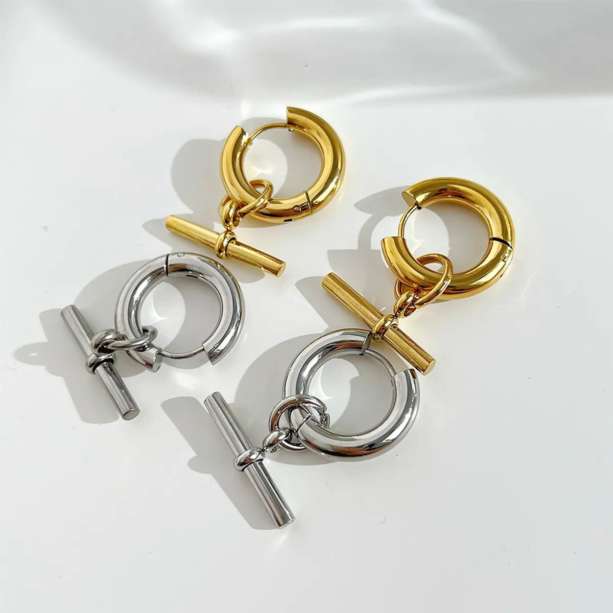 Quest shine earrings -Fashion Solid Color Plating Stainless Steel Drop Earrings