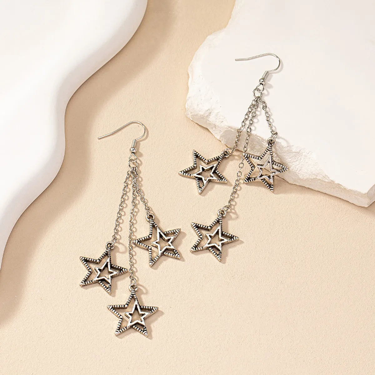 Lone stone earrings -1 Pair Vintage Style Star Plating Alloy Drop Earrings