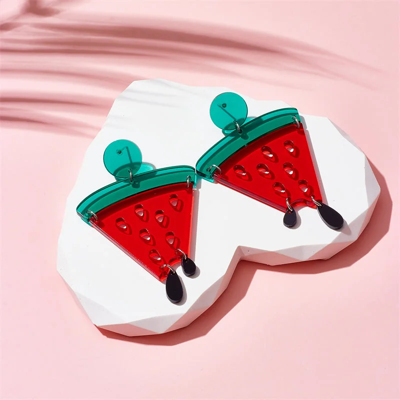 Blossom charm earrings -Vacation Fruit Watermelon Arylic Women's Drop Earrings