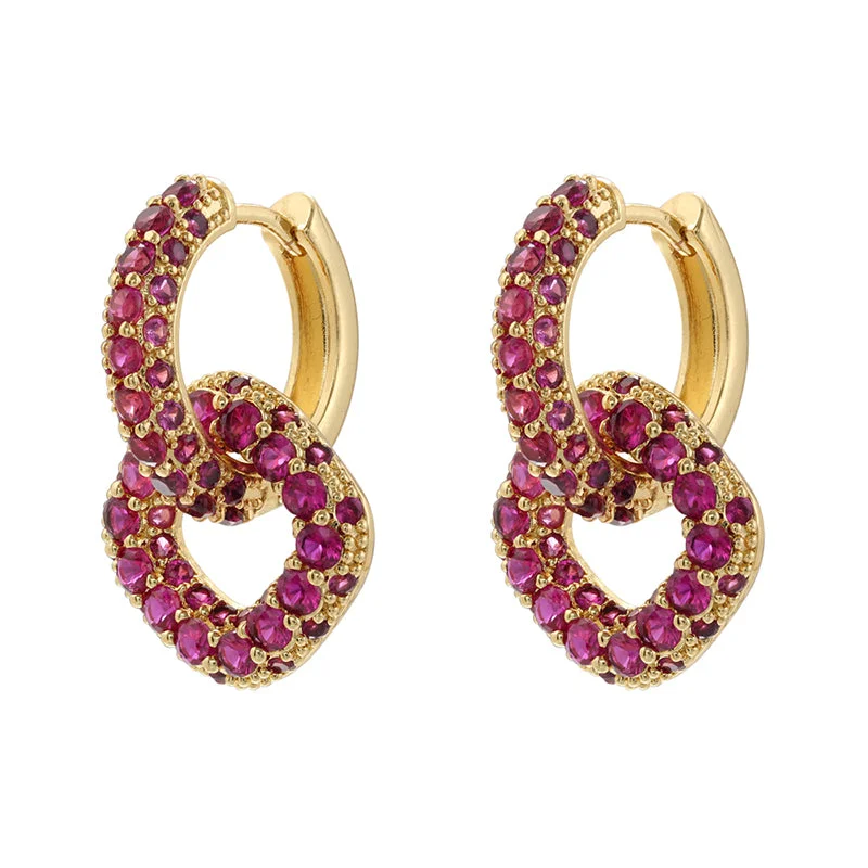 Gold Rose Red Diamond 1 Pair