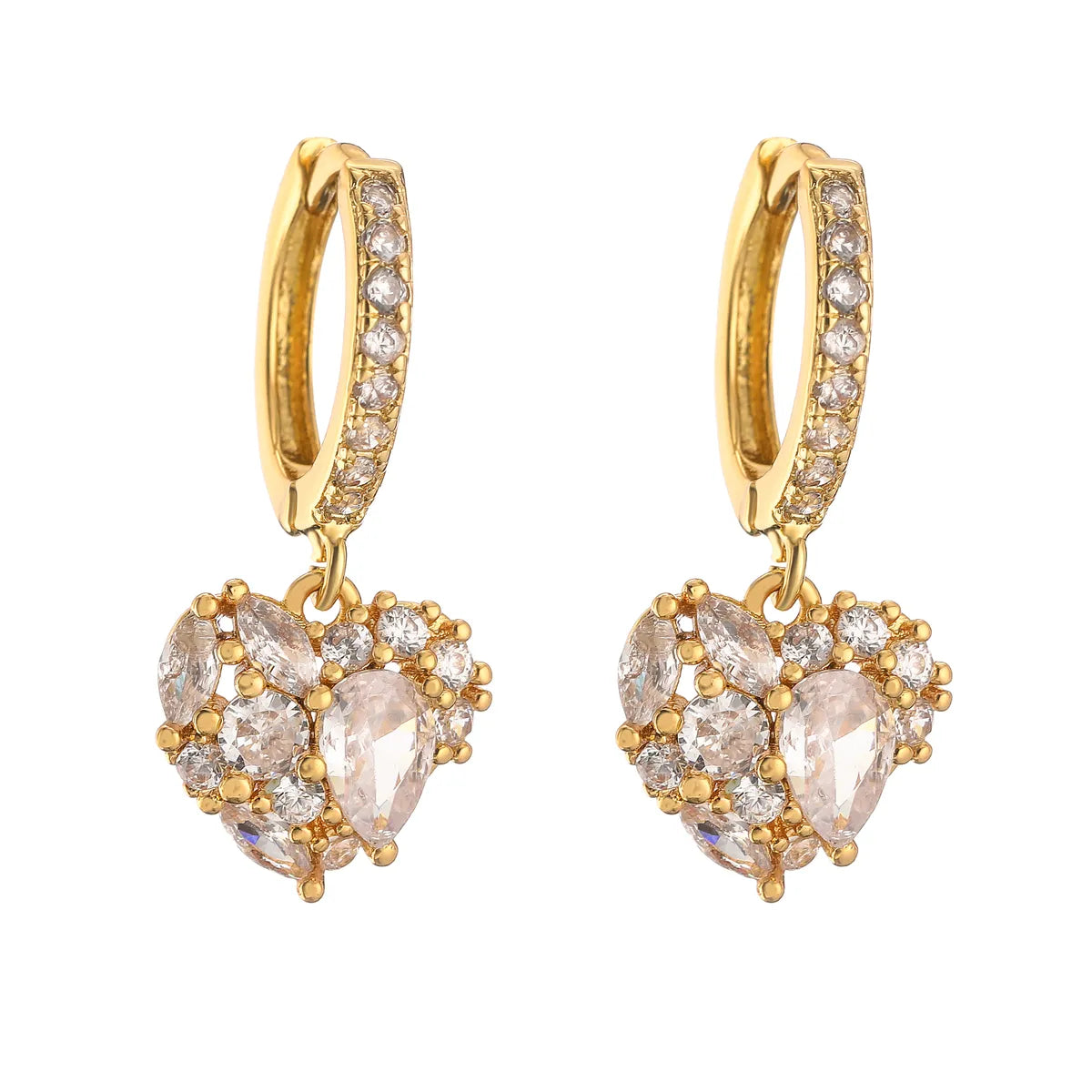 Golden White Diamond Love 1 Pair