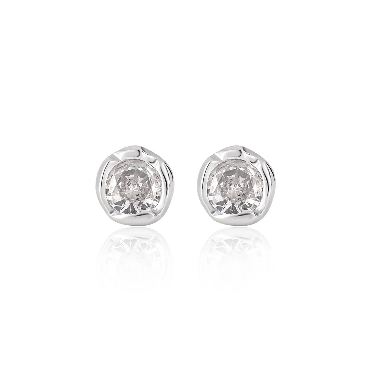 Passion gleam earrings -1 Pair Sterling Silver Zircon Geometric Ear Studs