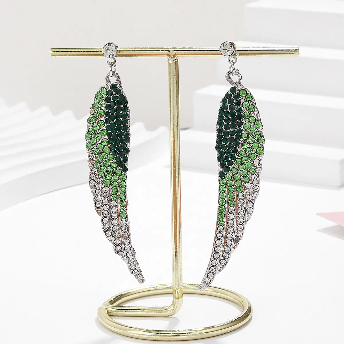 Playful acrylic earrings -Retro Lady Novelty Wings Plating Alloy Artificial Gemstones Earrings