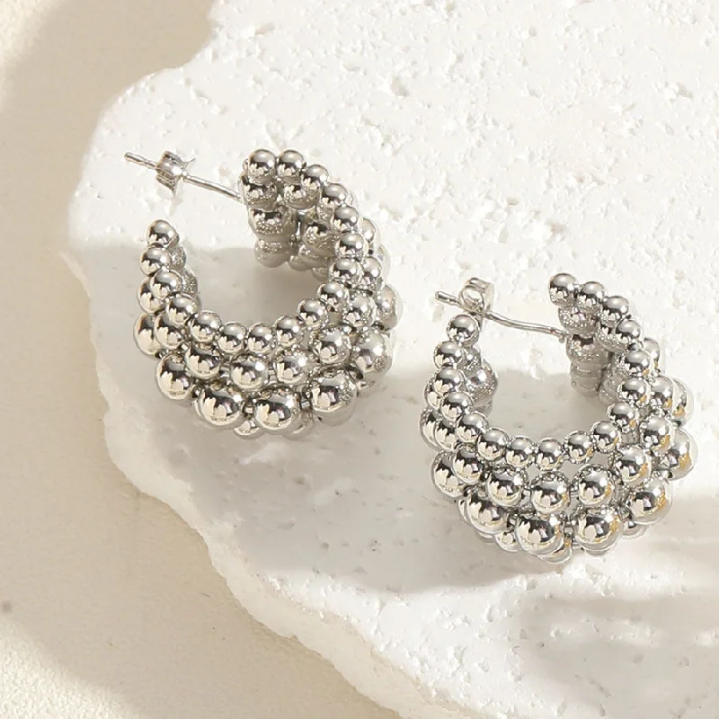 ES2327-2 CCB Bead Earrings in real white gold