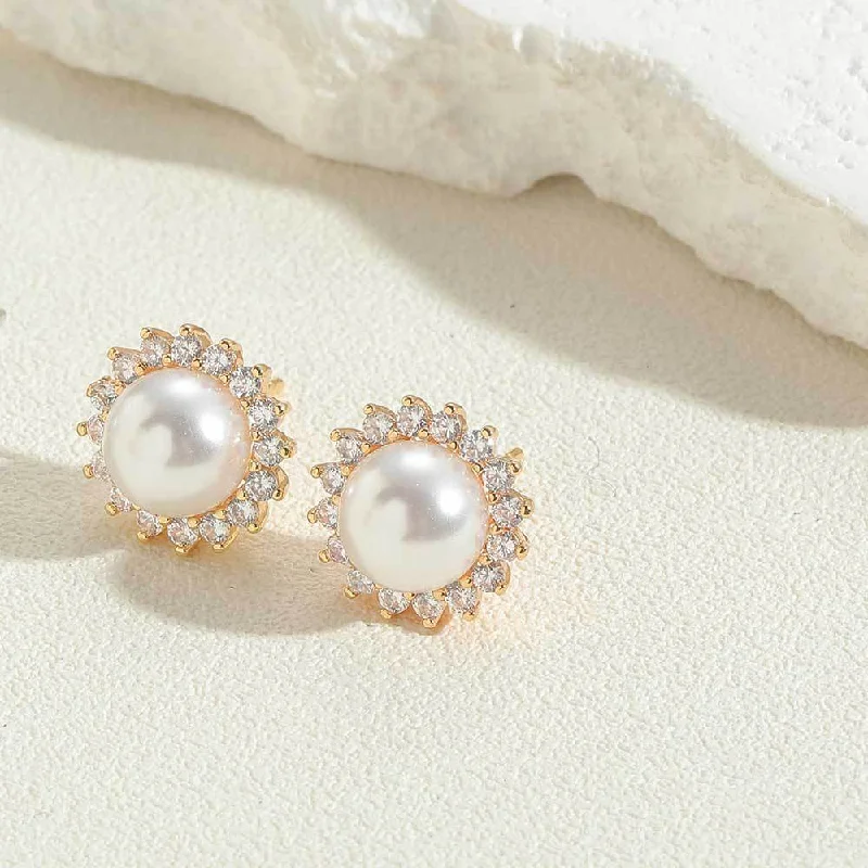 ES2450-5 14K Real Gold Single Pearl