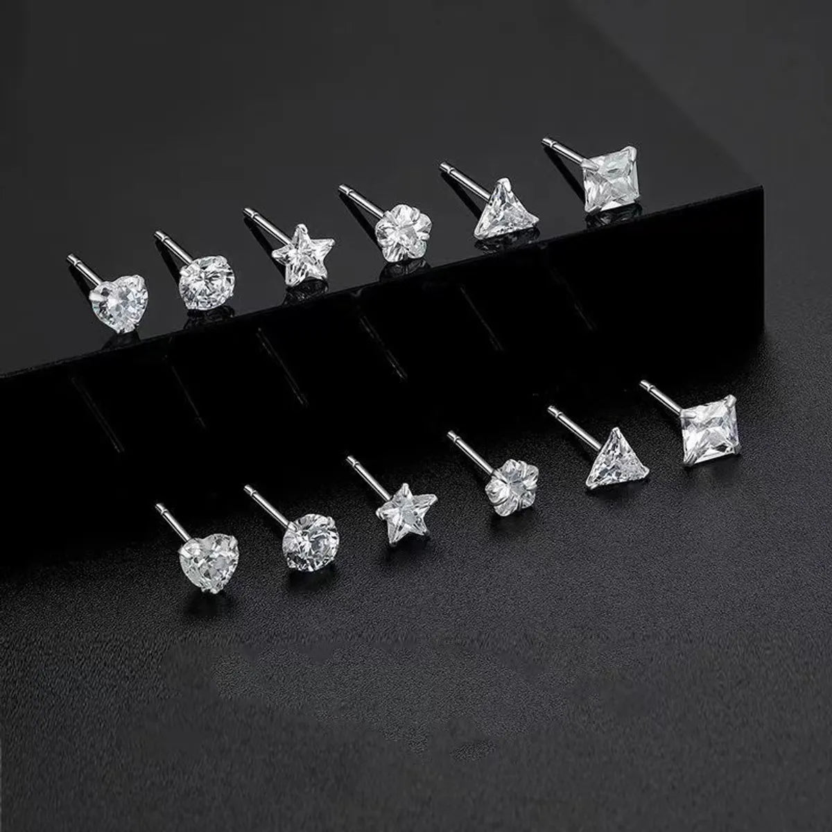 4mm Triangle Zircon Stud Earrings