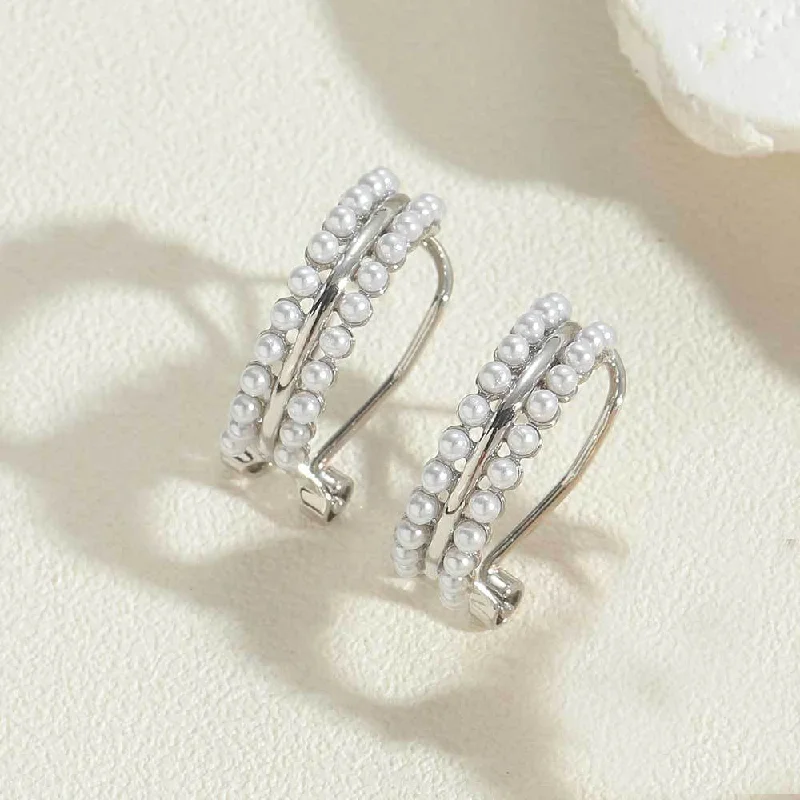 ES2433-4 True White Gold Pearl Earrings