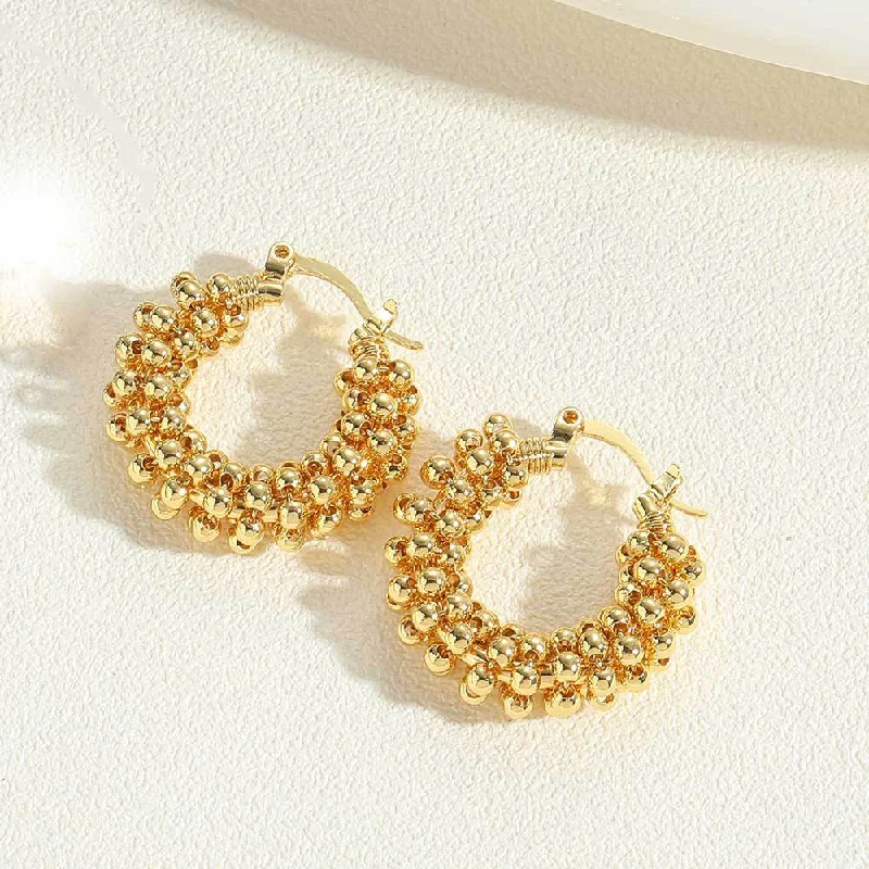 ES2413-1 14k Real Gold Copper Bead Earrings