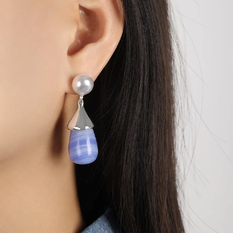 F1119-Steel Blue Resin Earrings