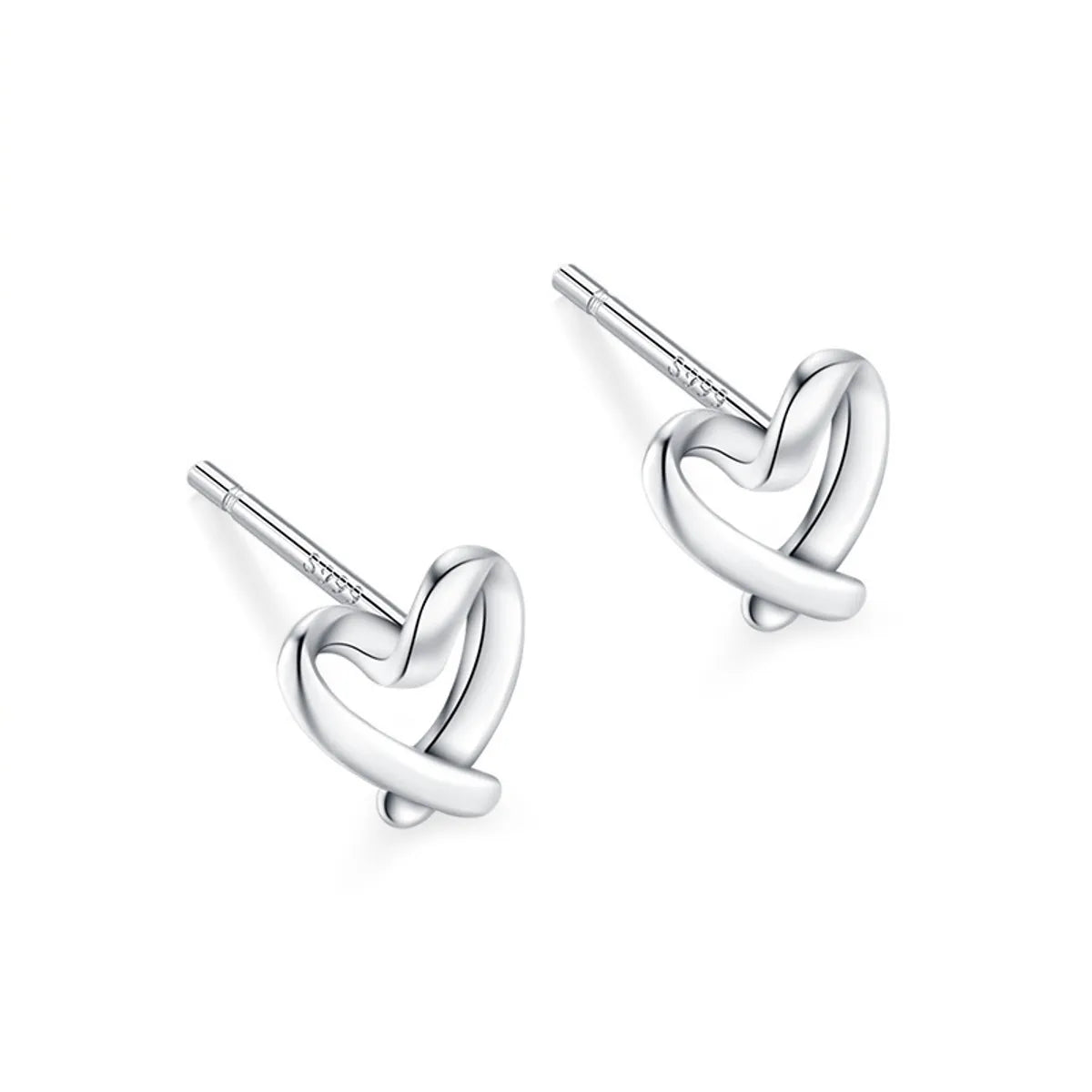 Hollow heart ear studs