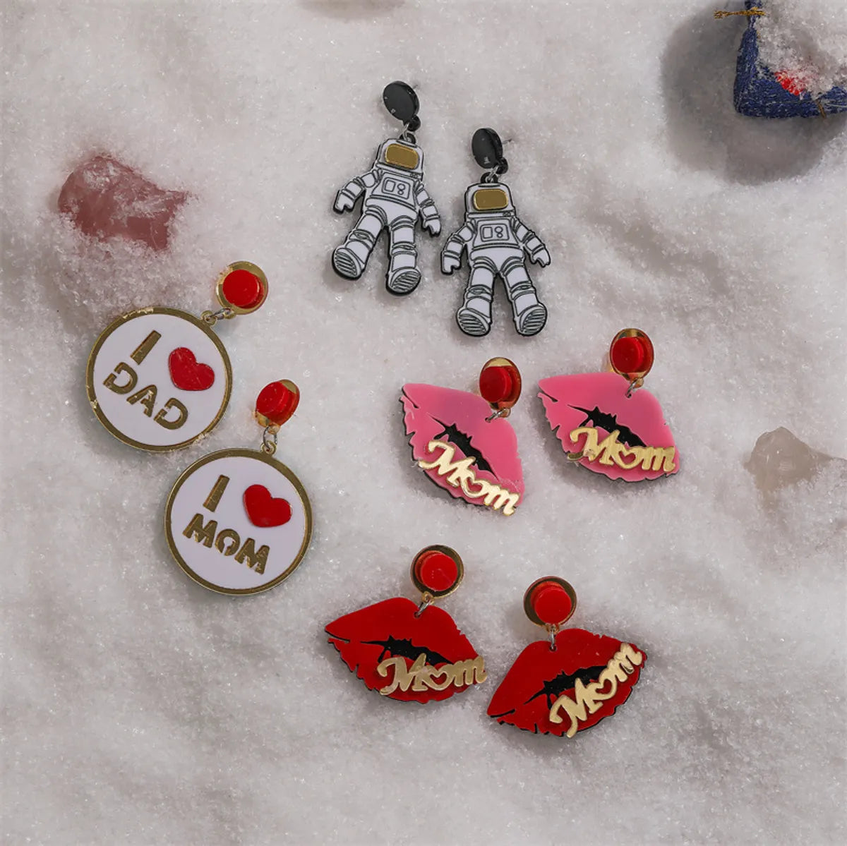 Line charm earrings -Wholesale Jewelry Fashion Astronaut Color Block Heart Shape Arylic No Inlaid Earrings