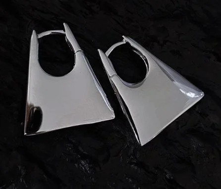 Trapezoidal Earrings (Copper White Gold Plated)