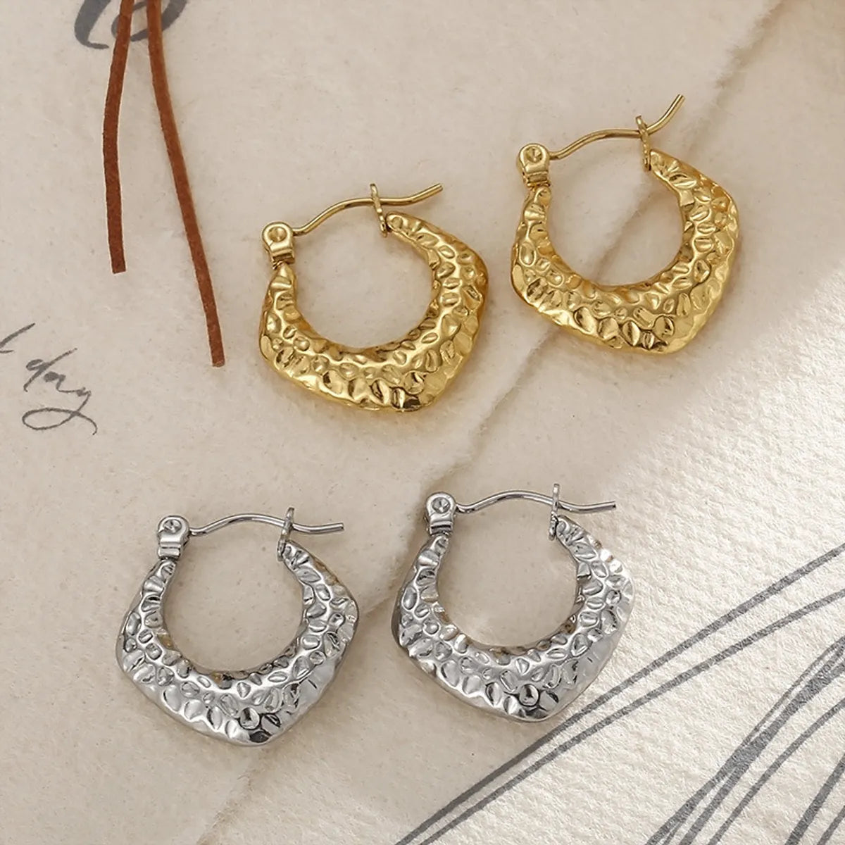 Squad sparkle earrings -1 Pair Fashion C Shape Plating Stainless Steel 18k Gold Plated Hoop Earrings