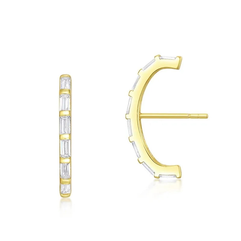 Keepsake shine earrings -Simple Geometric Ladder Square S925 Silver Earrings