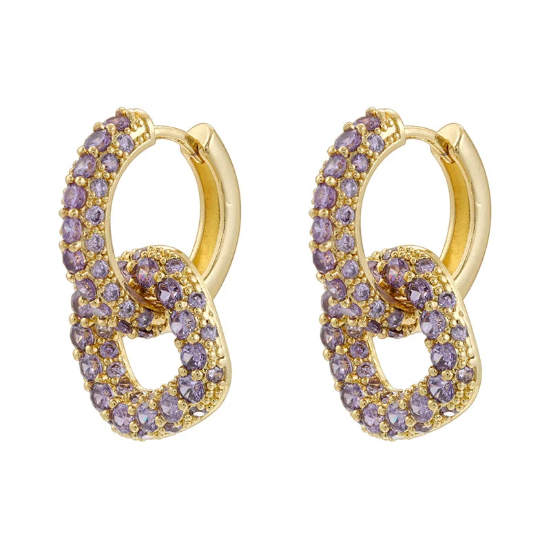 Gold Purple Diamond 1 Pair