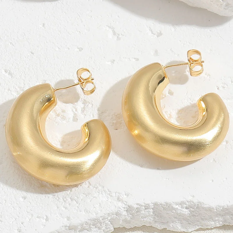 Glossy C-shaped 14K real gold - ES2262